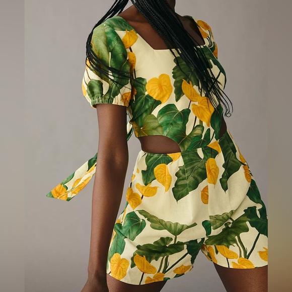 Anthropologie Farm Rio Cutout Tie-Back Romper - Picture 4 of 6